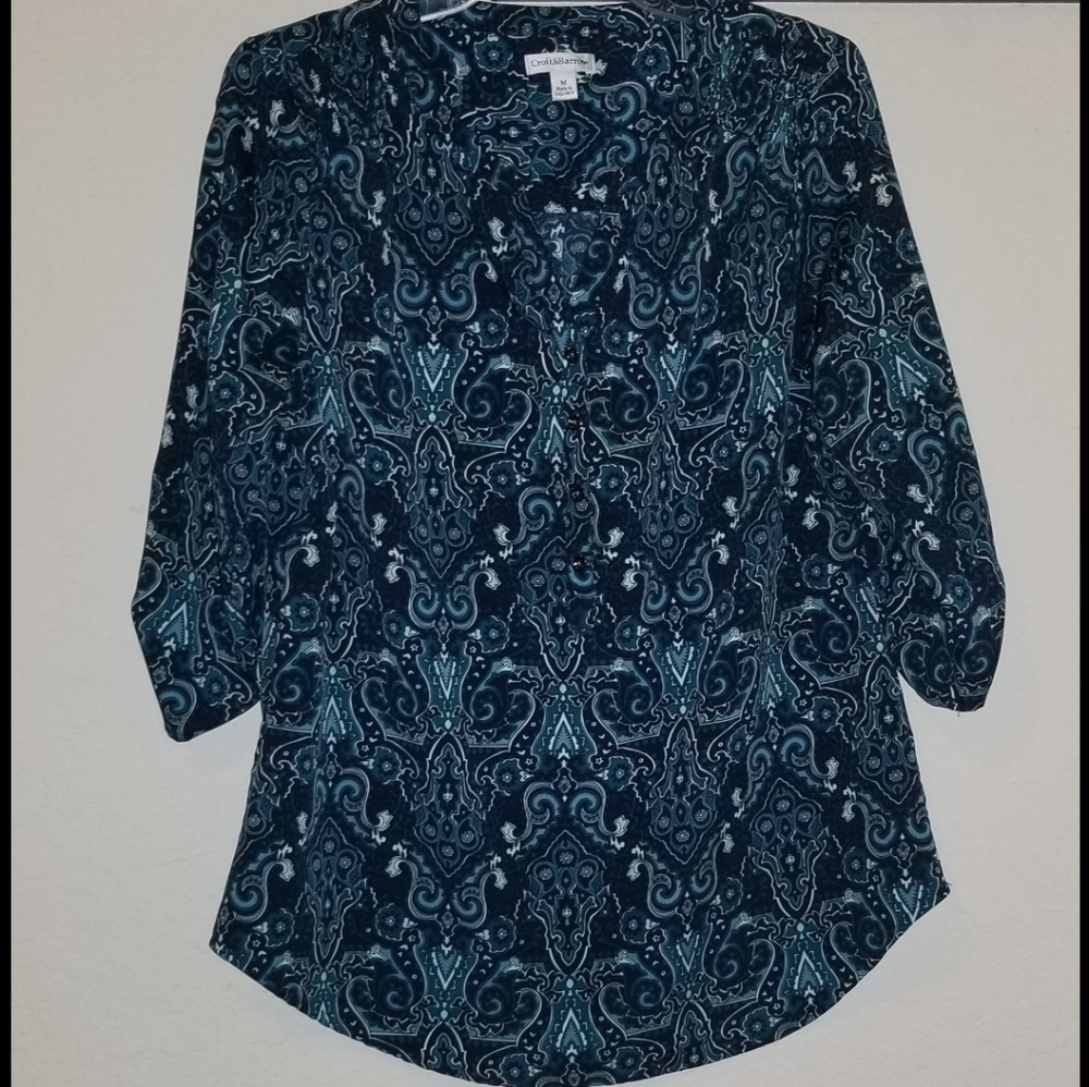 Croft & Barrow Teal/Blue Print Top, Sz M